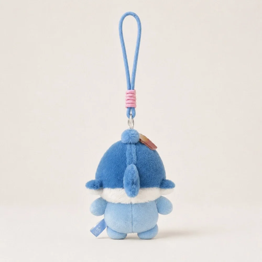 HAVEROSE Cute Blue Shark Plush Keychain Bag Charm Wrist Strap 5.5in NWT Kawaii